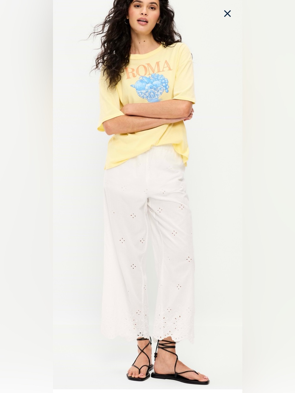 Old Navy White Wide-Leg Eyelet Pants